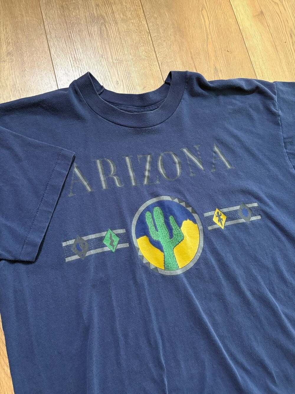 Vintage 90s Arizona Cactus Desert Graphic T-Shirt Fruit of the Loom XL Blue